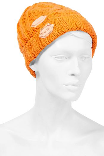 OFF-WHITE™ Appliquéd cable-knit wool beanie
