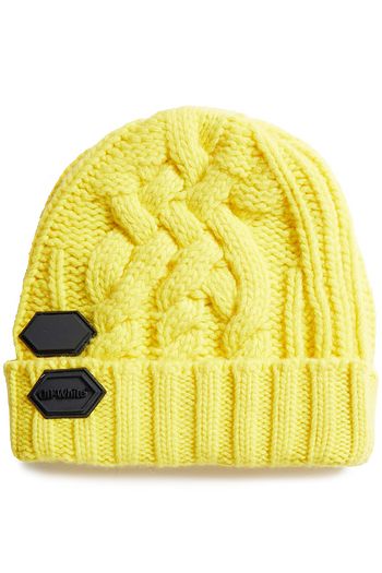 OFF-WHITE™ Appliquéd cable-knit wool beanie
