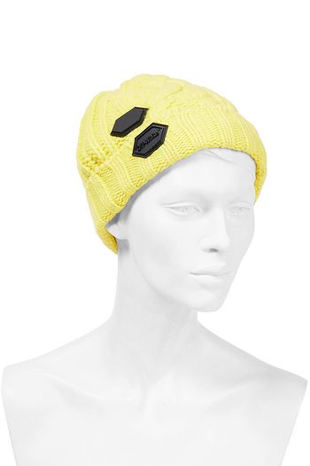 OFF-WHITE™ Appliquéd cable-knit wool beanie