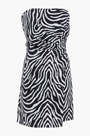 VIX PAULA HERMANNY Carolina strapless wrap-effect zebra-print mousseline mini dress