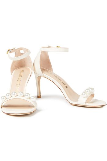 STUART WEITZMAN Sandalen aus Leder mit Kunstperlen