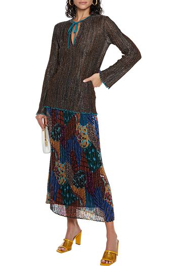 M MISSONI Pleated sequined voile maxi skirt