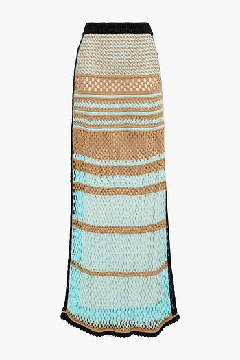 M MISSONI Striped crochet-knit cotton-blend maxi skirt