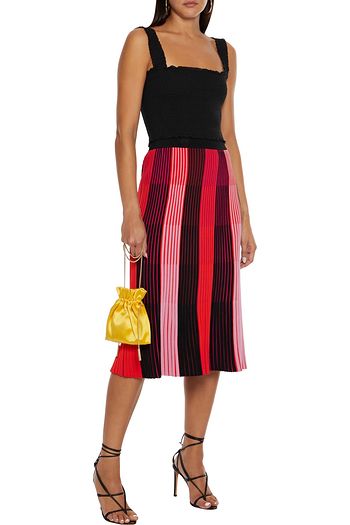 ALICE + OLIVIA Penelope cropped smocked cotton and silk-blend top