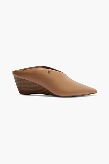 DKNY Lila pebbled-leather wedge mules