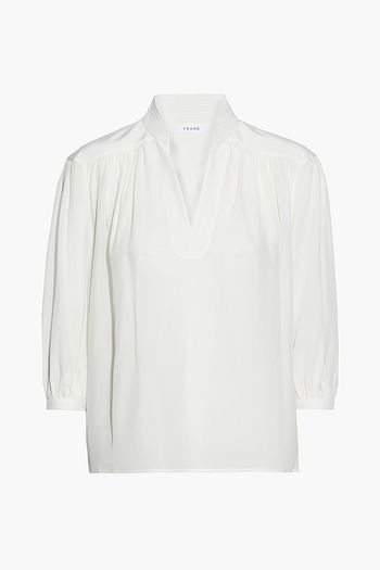 FRAME Cali gathered silk crepe de chine blouse