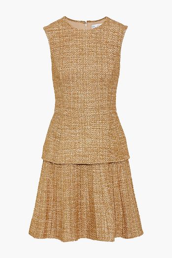 OSCAR DE LA RENTA Metallic tweed peplum mini dress