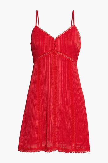 ALICE + OLIVIA Genevive lace-trimmed satin-jacquard mini slip dress