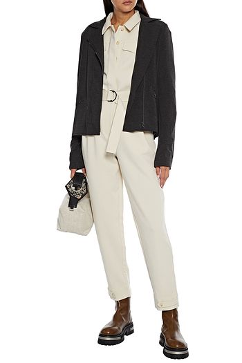 MAJESTIC FILATURES Mélange fleece biker jacket
