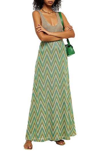 M MISSONI Metallic crochet-knit cotton-blend maxi skirt