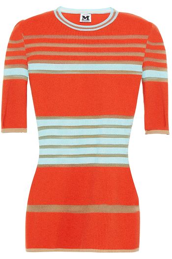 M MISSONI Striped burnout-effect ribbed cotton-blend top