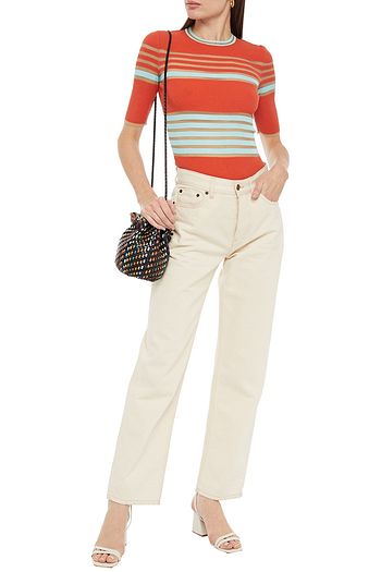 M MISSONI Striped burnout-effect ribbed cotton-blend top