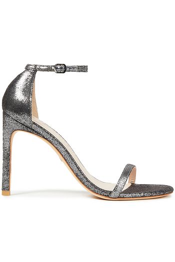 STUART WEITZMAN Sandalen aus gebürstetem Kunstleder mit Metallic-Effekt