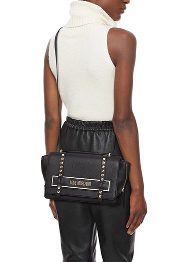 LOVE MOSCHINO Schultertasche aus Narbenleder mit Verzierung