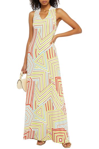 M MISSONI Maxikleid aus Stretch-Jersey und Crêpe de Chine mit Print