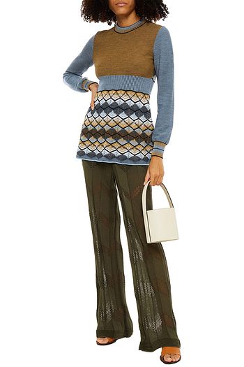 M MISSONI Paneled crochet-knit wool-blend sweater