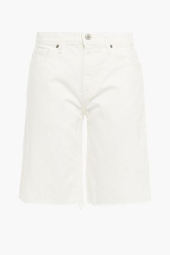 NILI LOTAN Boyfriend Bermuda frayed denim shorts