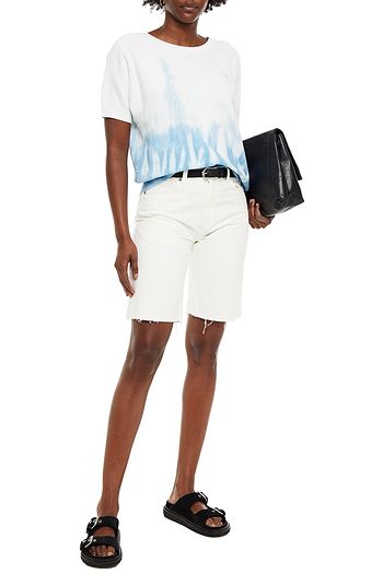 NILI LOTAN Boyfriend Bermuda frayed denim shorts