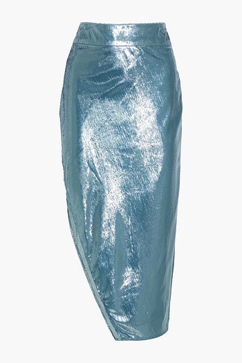 MICHELLE MASON Metallic velvet midi skirt