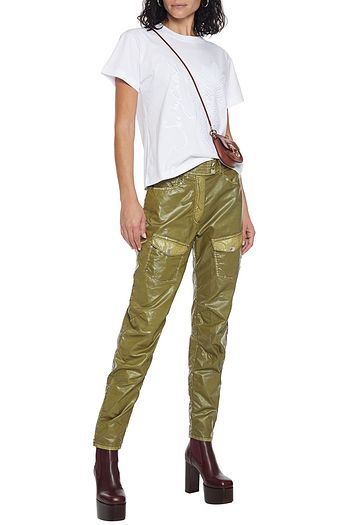 SEE BY CHLOÉ Guipure lace-paneled embroidered cotton-jersey T-shirt