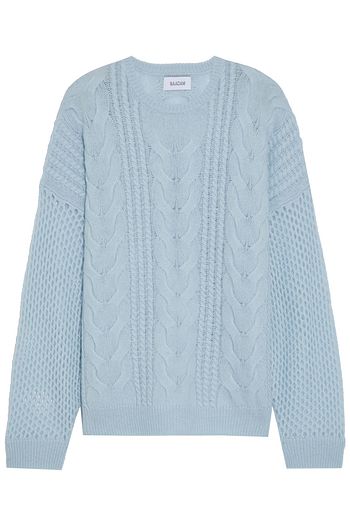 NAADAM Open knit-paneled cable-knit merino wool and cashmere-blend sweater