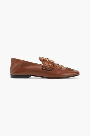 ISABEL MARANT Feenie Loafers aus Glanzleder mit einklappbarer Fersenpartie und Nieten