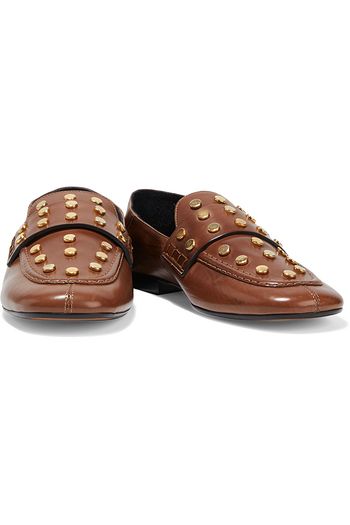 ISABEL MARANT Feenie Loafers aus Glanzleder mit einklappbarer Fersenpartie und Nieten
