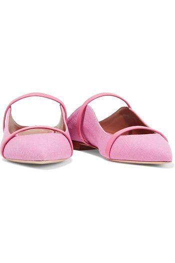 MALONE SOULIERS Maureen leather-trimmed canvas slippers