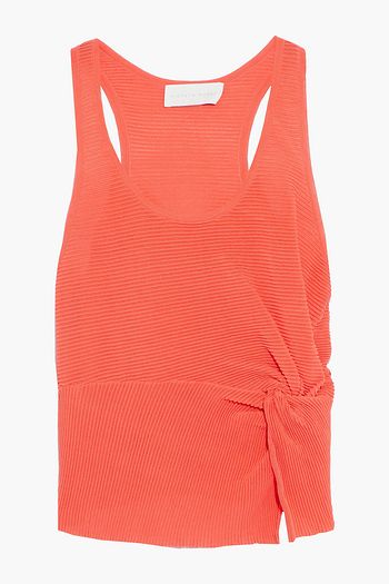 MICHELLE MASON Twist-front ribbed cotton-blend tank