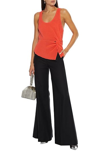 MICHELLE MASON Twist-front ribbed cotton-blend tank