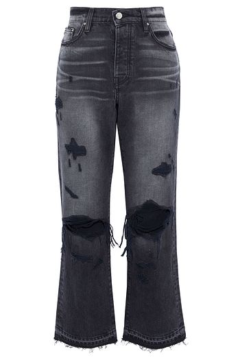 AMIRI Distressed faded high-rise straight-leg jeans