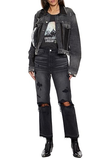 AMIRI Distressed faded high-rise straight-leg jeans