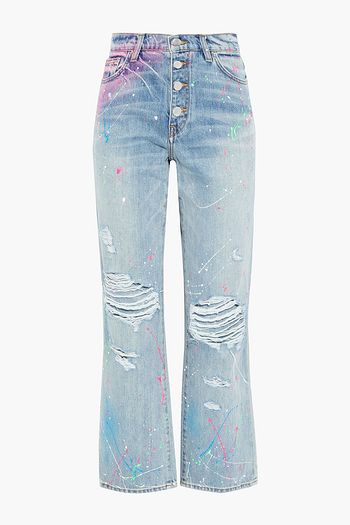 AMIRI Distressed painted high-rise straight-leg jeans