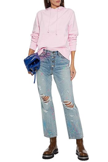 AMIRI Distressed painted high-rise straight-leg jeans