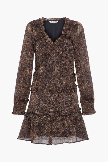 WALTER BAKER Gabriella ruffled leopard-print crepon mini dress