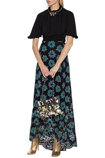 PACO RABANNE Gathered embellished jersey top