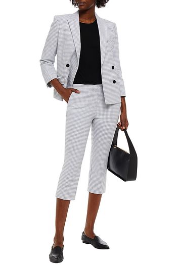 THEORY Double-breasted gingham cotton-blend blazer