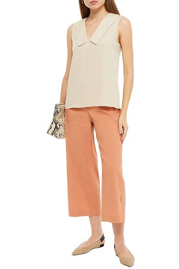 THEORY Cropped linen-blend wide-leg pants