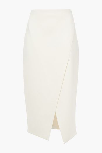 THEORY Wrap-effect flannel midi skirt