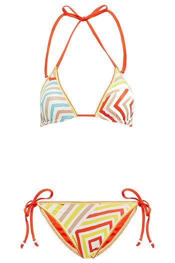 M MISSONI Triangel-Bikini mit Print, Zierperlen und Häkelbesatz