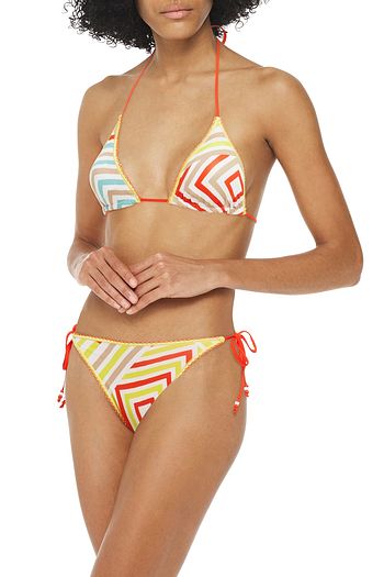 M MISSONI Triangel-Bikini mit Print, Zierperlen und Häkelbesatz