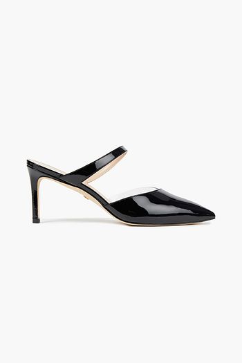 STUART WEITZMAN Ella 75 Mules aus Lackleder mit PVC-Besatz