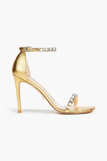 STUART WEITZMAN Amelina embellished metallic leather sandals
