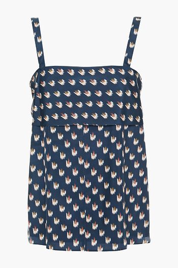 THEORY Printed silk-satin top