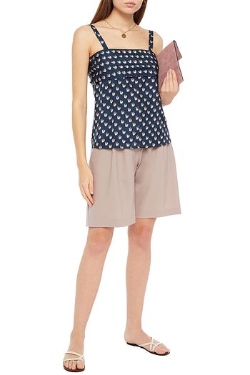 THEORY Printed silk-satin top