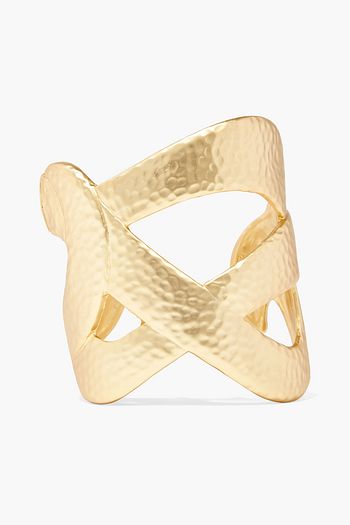 KENNETH JAY LANE Hammered 22-karat gold-plated cuff