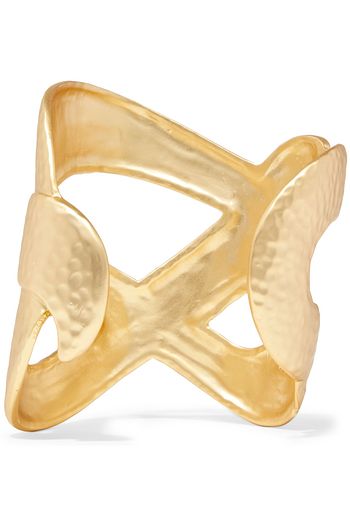 KENNETH JAY LANE Hammered 22-karat gold-plated cuff