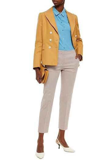 PIAZZA SEMPIONE Checked cotton-blend slim-leg pants
