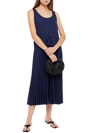 THEORY Pleated crepe de chine midi dress