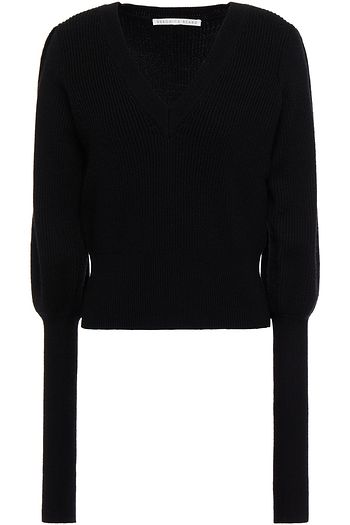 VERONICA BEARD Button-embellished ribbed merino wool sweater